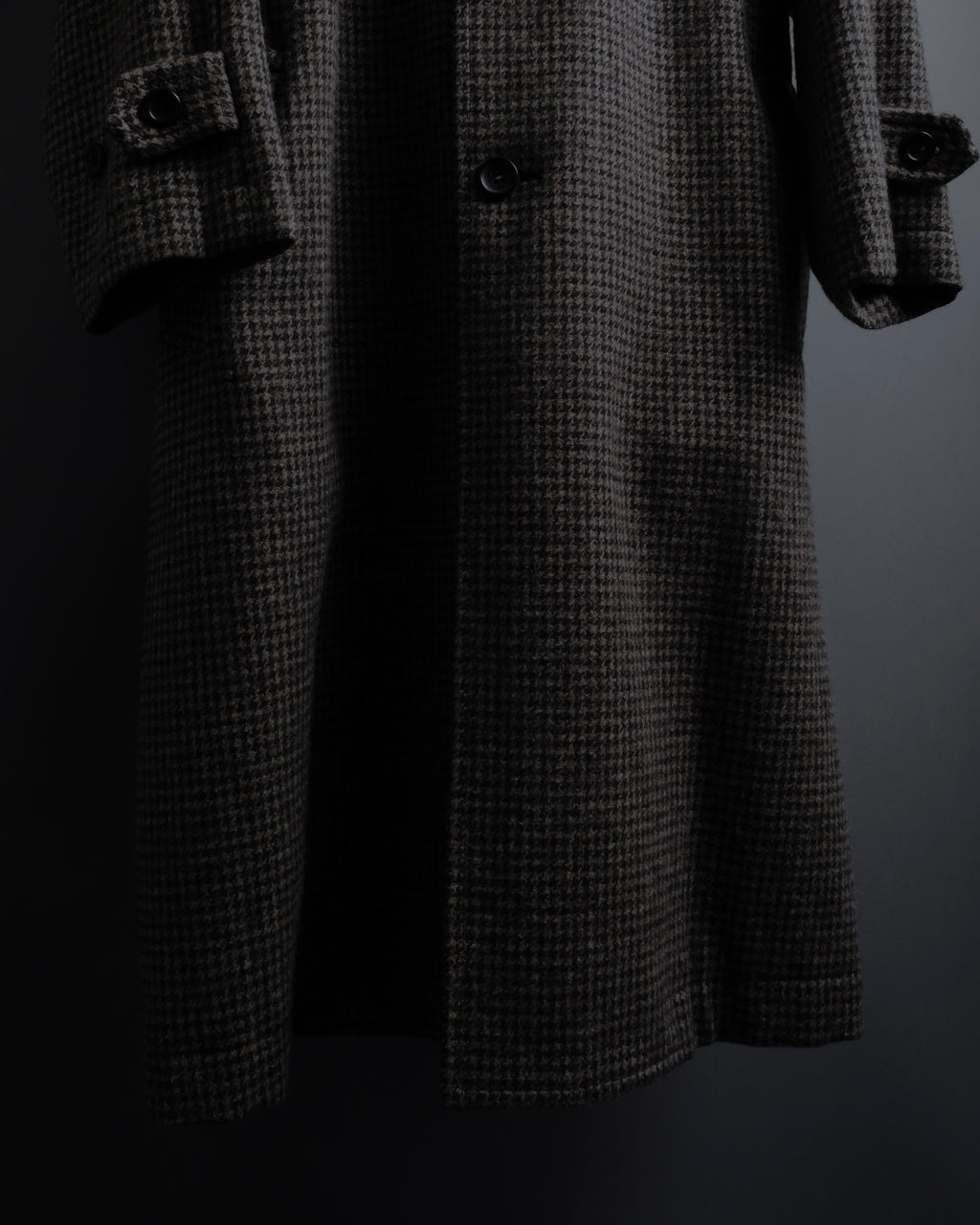 "tricot COMME des GARCONS" Leather collar design houndstooth pattern oversized long coat