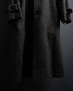 "tricot COMME des GARCONS" Leather collar design houndstooth pattern oversized long coat