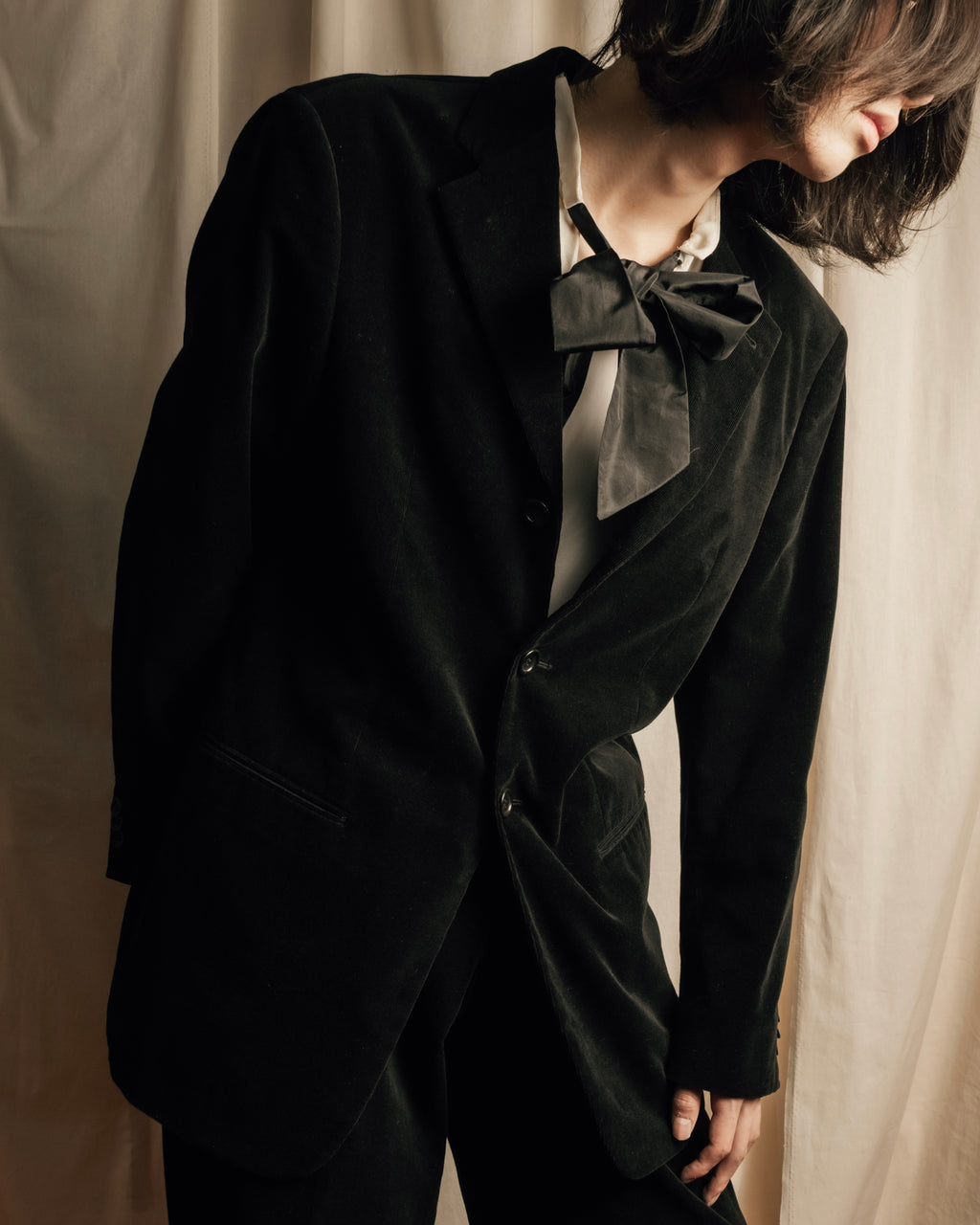 "ARMANI COLLEZIONI" Black corduroy relaxed set up