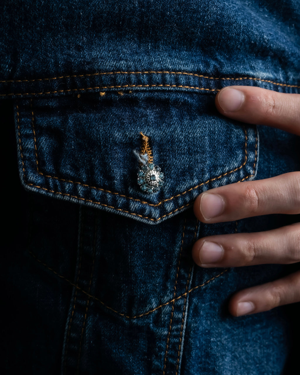 “D&amp;G” Tweed attached bijou button denim jacket