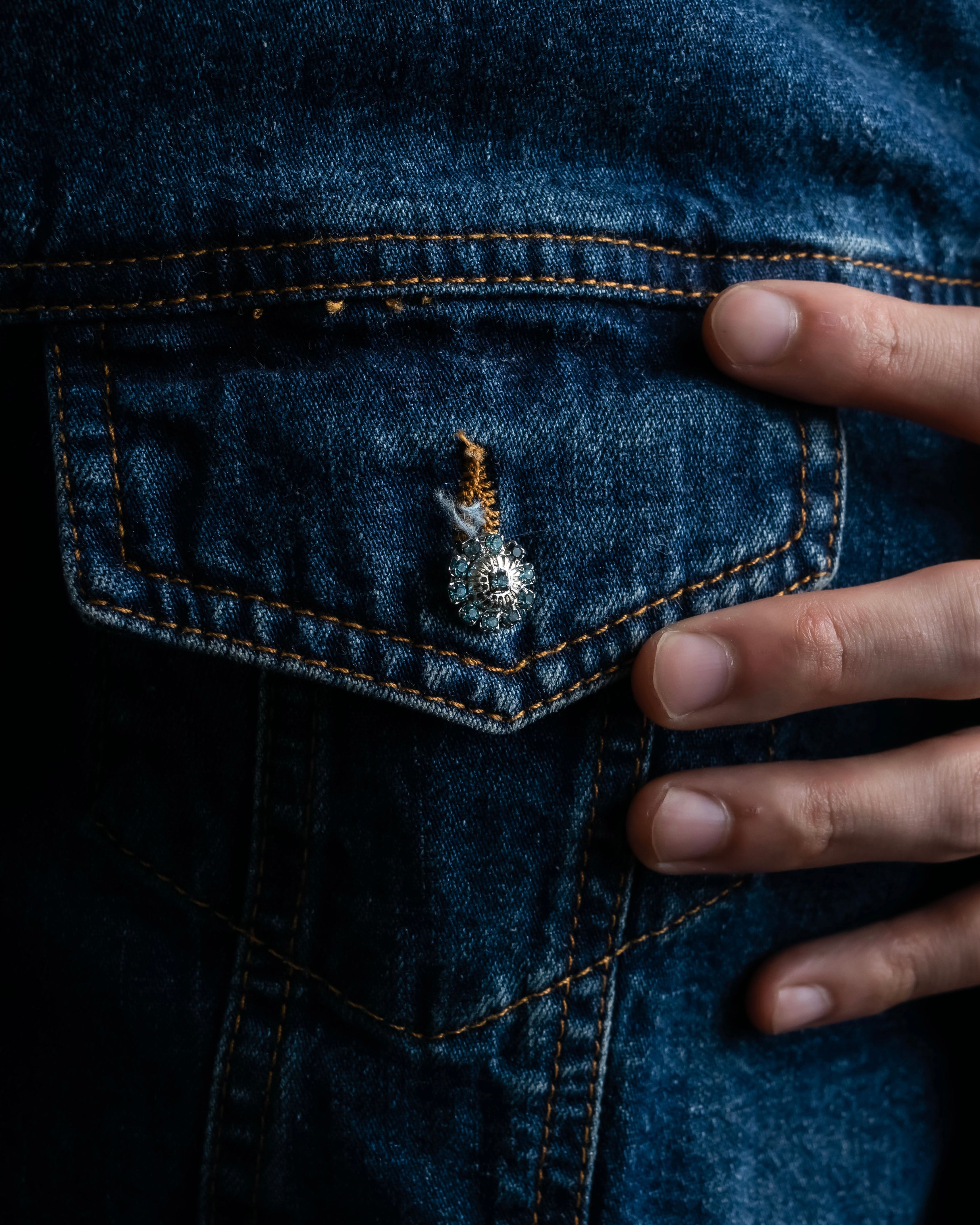 “D&amp;G” Tweed attached bijou button denim jacket