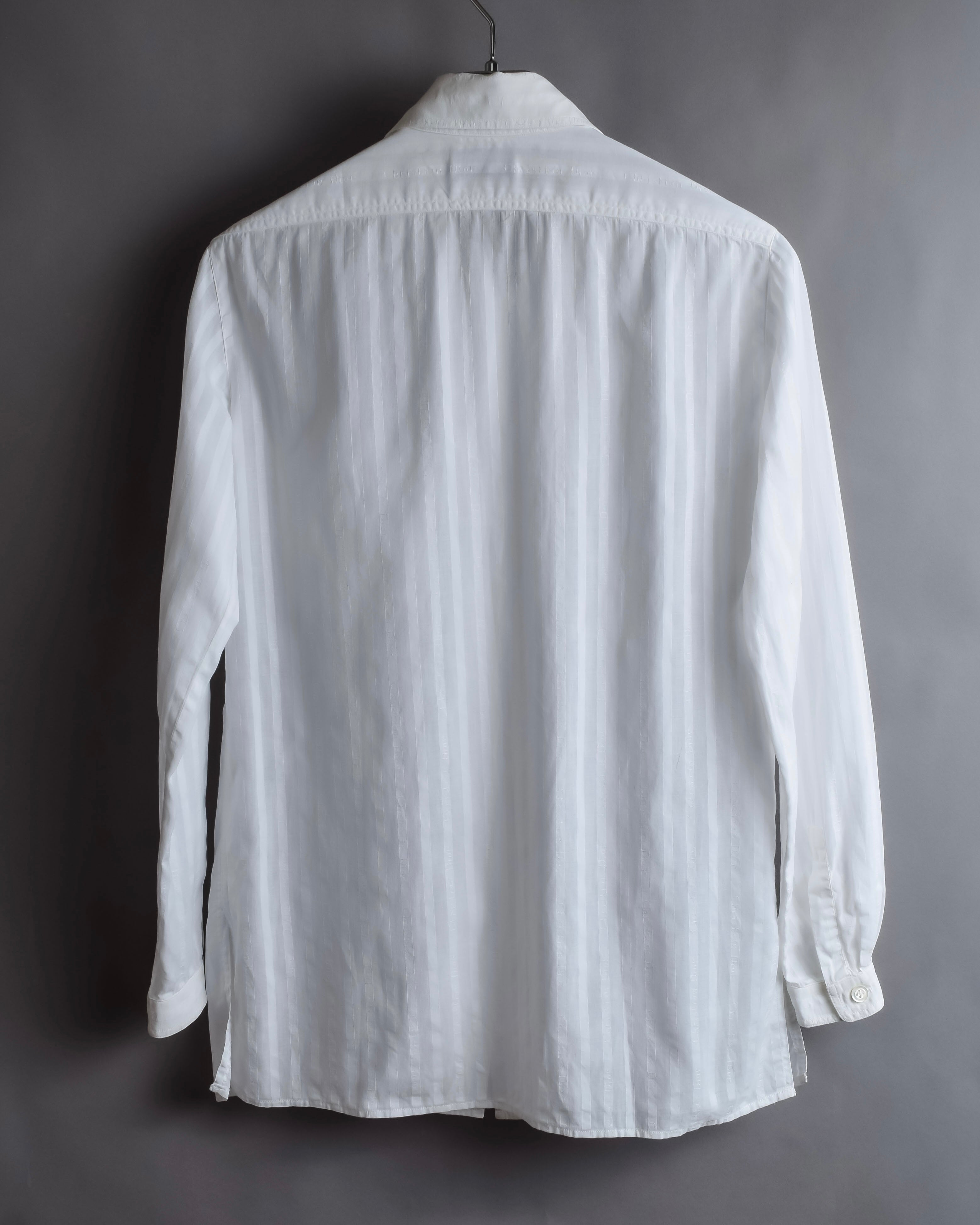 "Christian Dior" 90's Logo engraved striped shirt