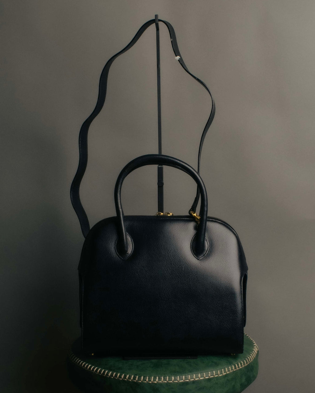 "Salvatore Ferragamo" 90's-00's Vintage iconic gancini pebbled leather dome top handle bag