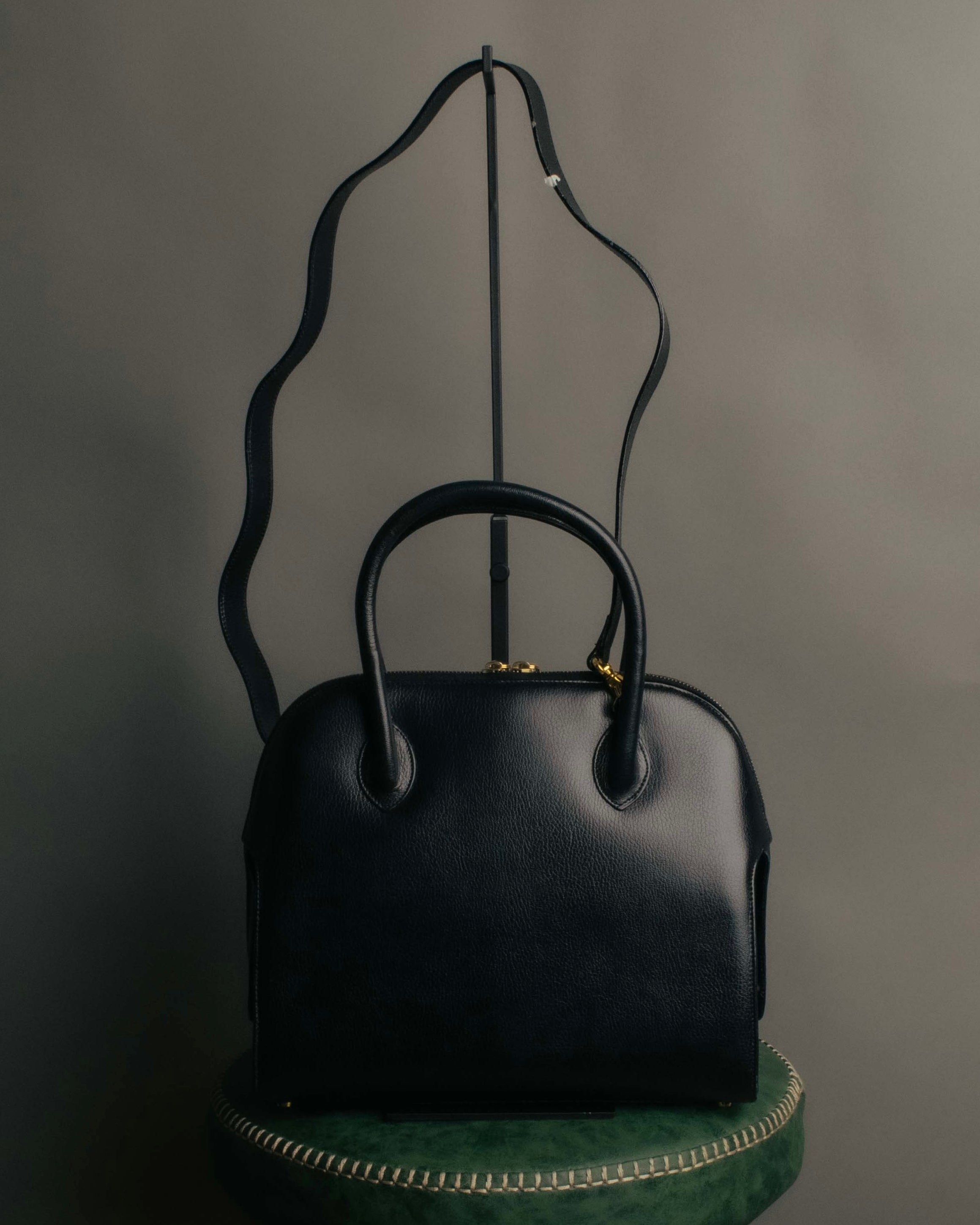 "Salvatore Ferragamo" 90's-00's Vintage iconic gancini pebbled leather dome top handle bag