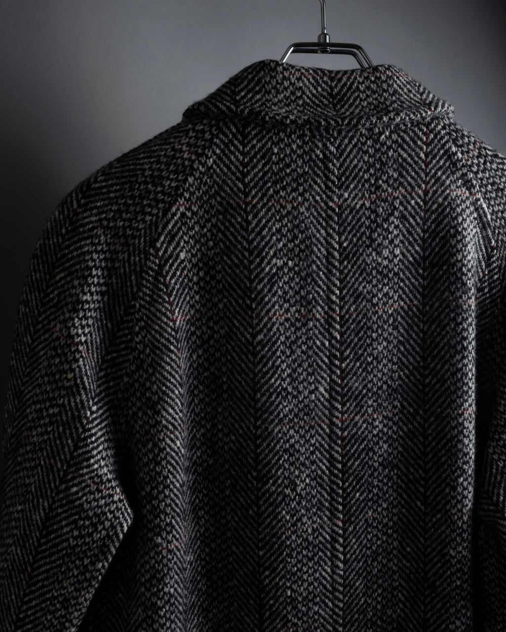 "BURBERRYS" British tweed fly front stand collar coat