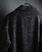 "BURBERRYS" British tweed fly front stand collar coat