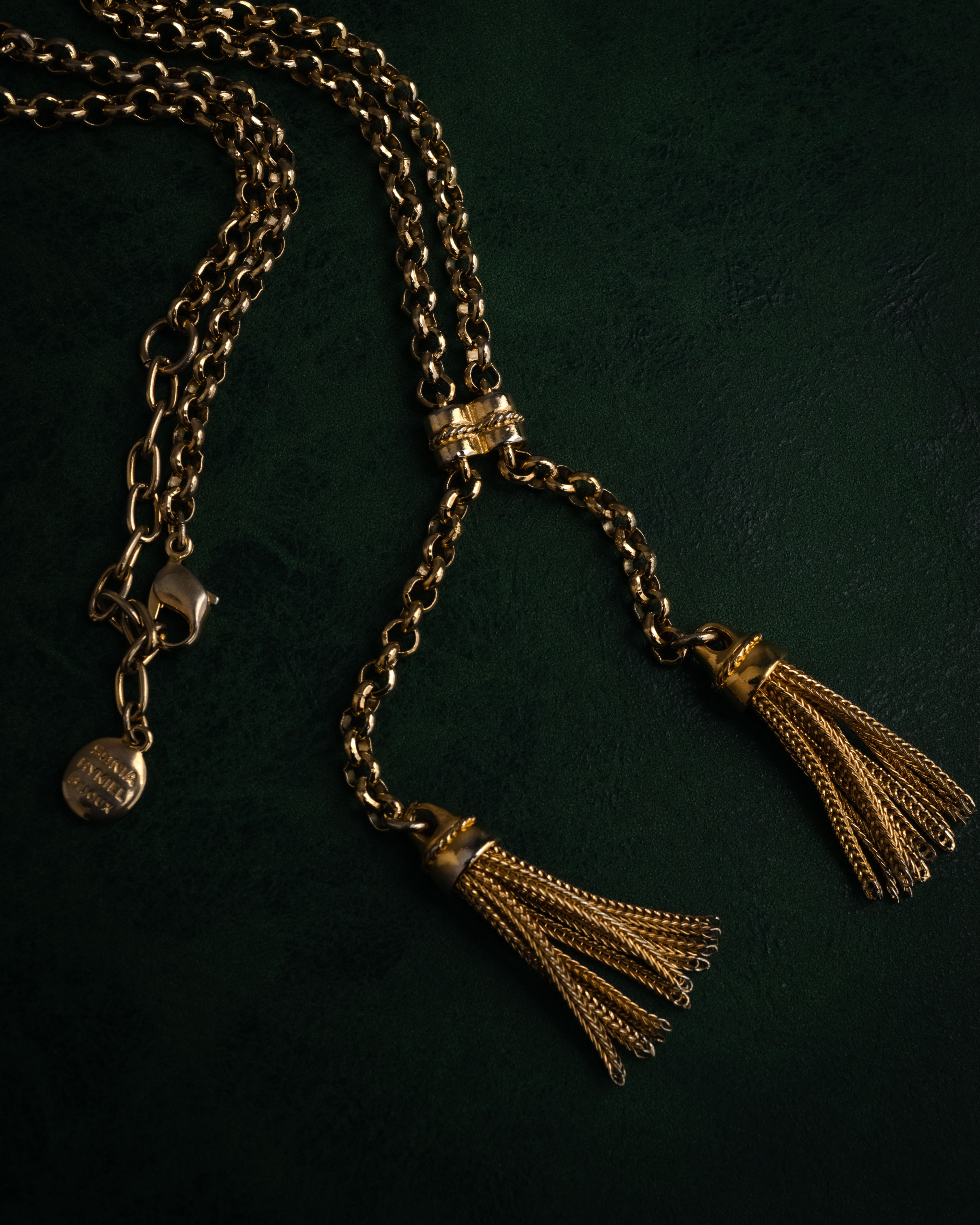 –SPECIAL– “SONIA RYKIEL” 80’s-90’s Tassel lariat chain necklace