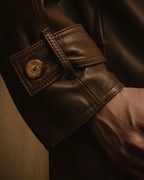 -SPECIAL- "LOEWE" 80’s Military detail stencil leather coat