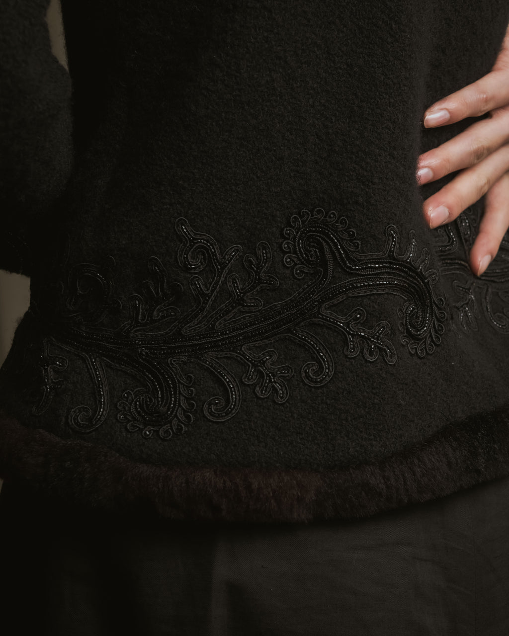 Chaqueta de piel con bordado de cuentas de los años 00 de Ralph Lauren