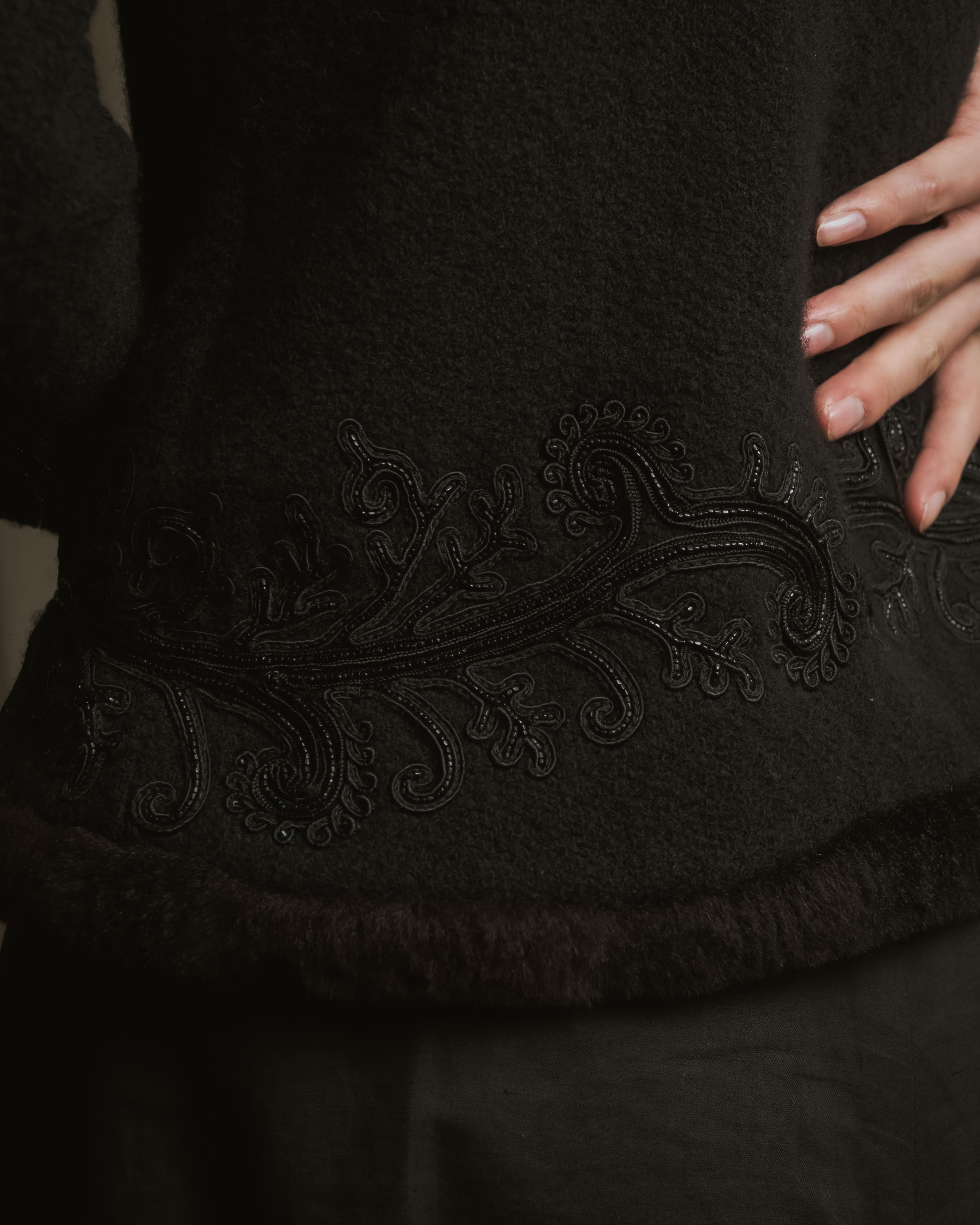 Chaqueta de piel con bordado de cuentas de los años 00 de Ralph Lauren