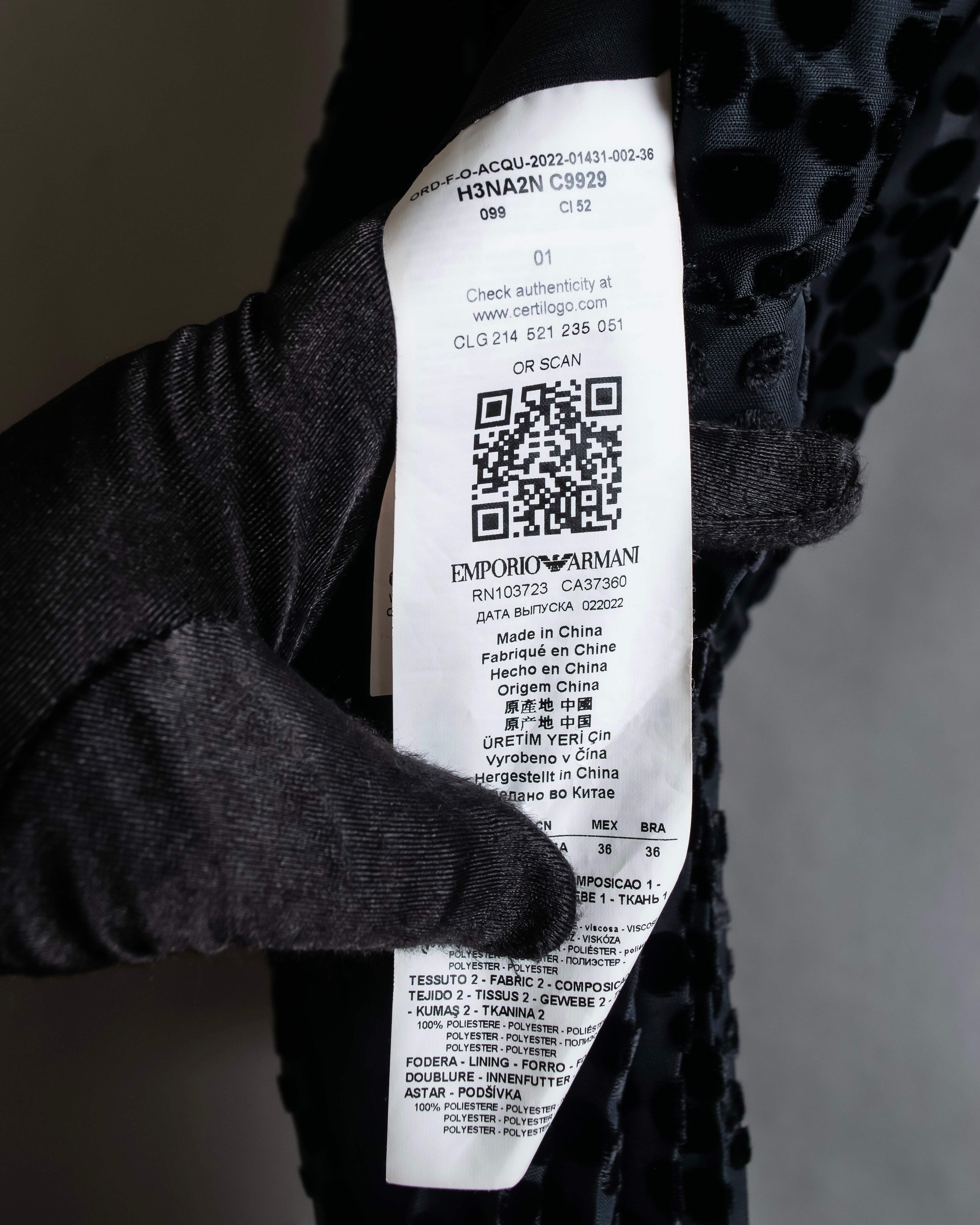 "EMPORIO ARMANI" Velvet dot beautiful pleated dress