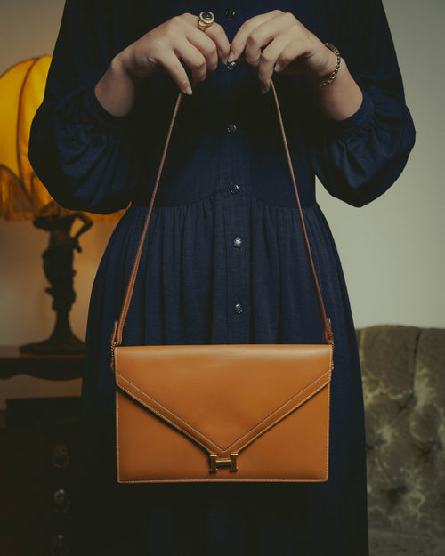 -SPECIAL- "HERMES" 70's-80's Vintage Lydie leather shoulder clutch bag