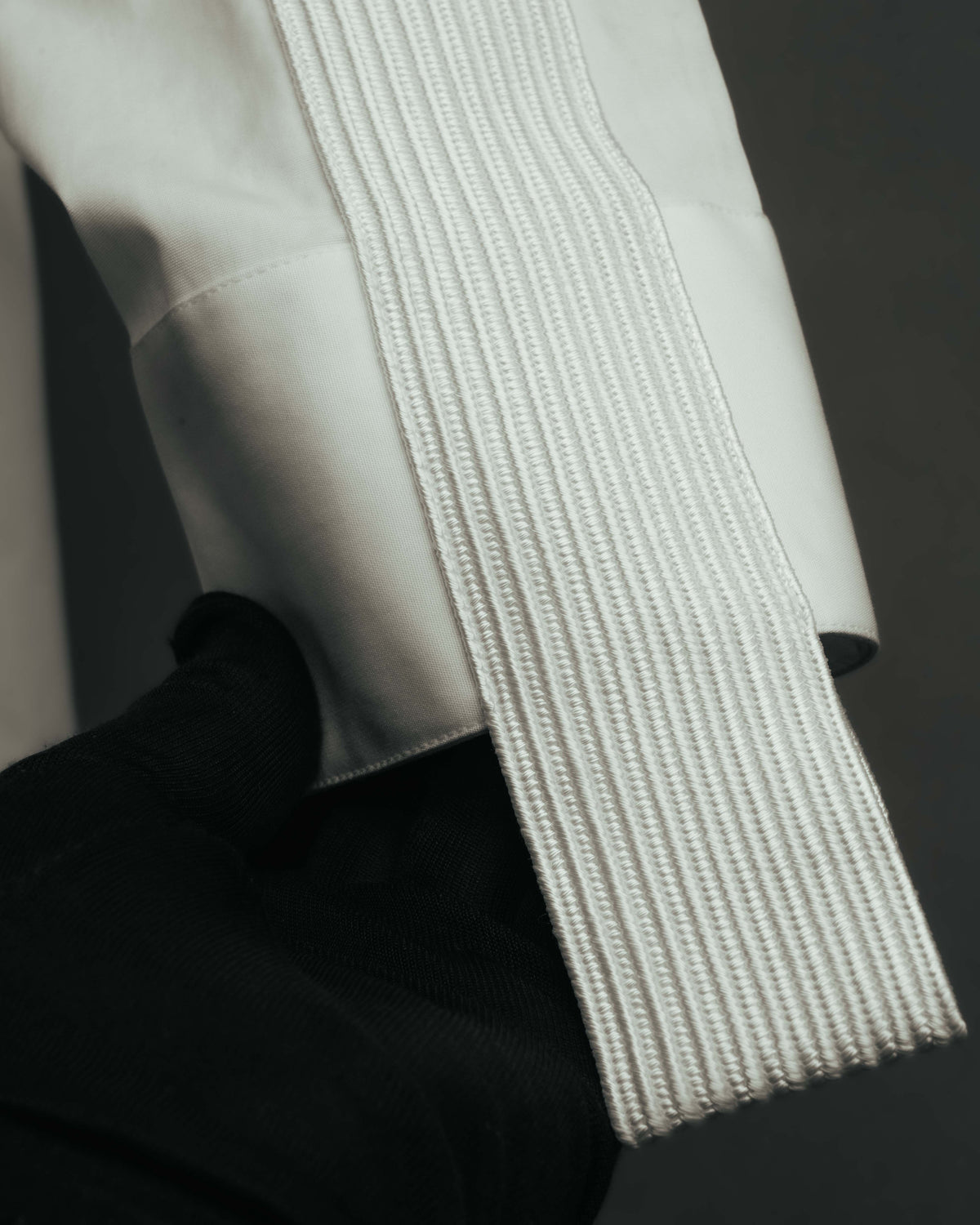 -SPECIAL- "Dior" 10's-20's Sculptural cord embellished concealed placket long sleeve dress shirt