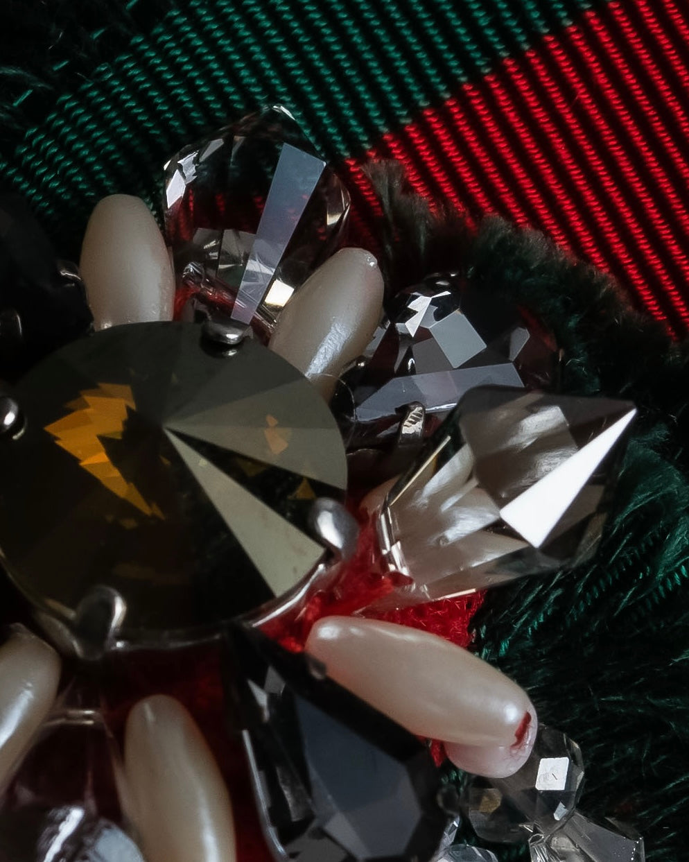 "GUCCI" Beaded design grosgrain ribbon