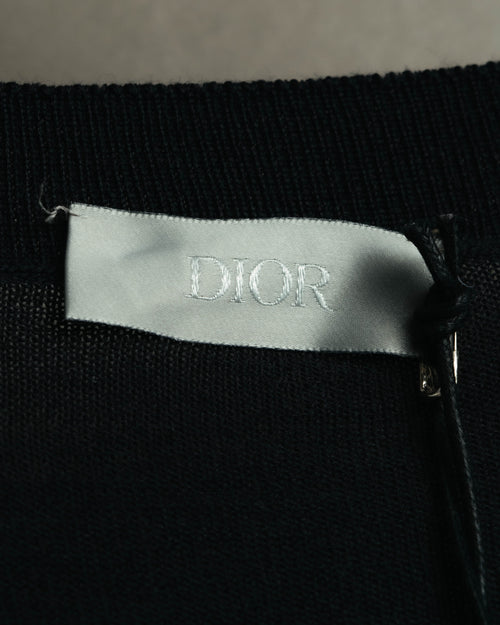 "DIOR" 2010's Minimal bee embroidered wool crewneck sweater