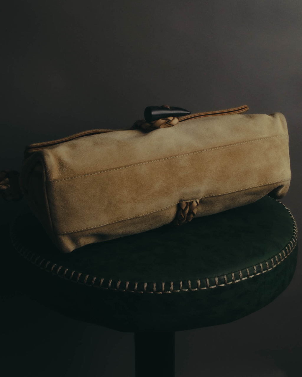 “Burberry” 00’s Braided leather handle suede shoulder bag
