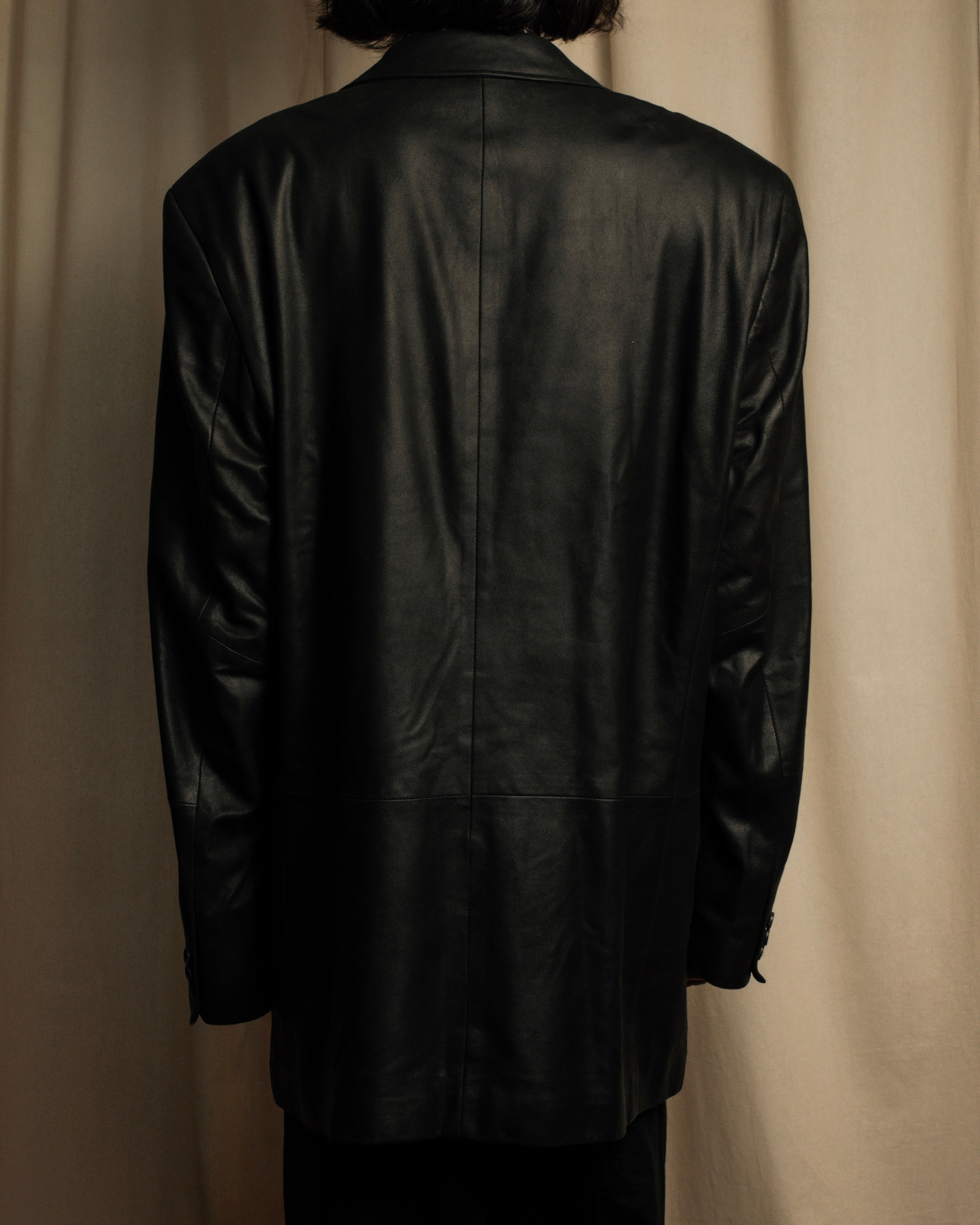 "HUGO BOSS" Oversized calf leather tailored jacket