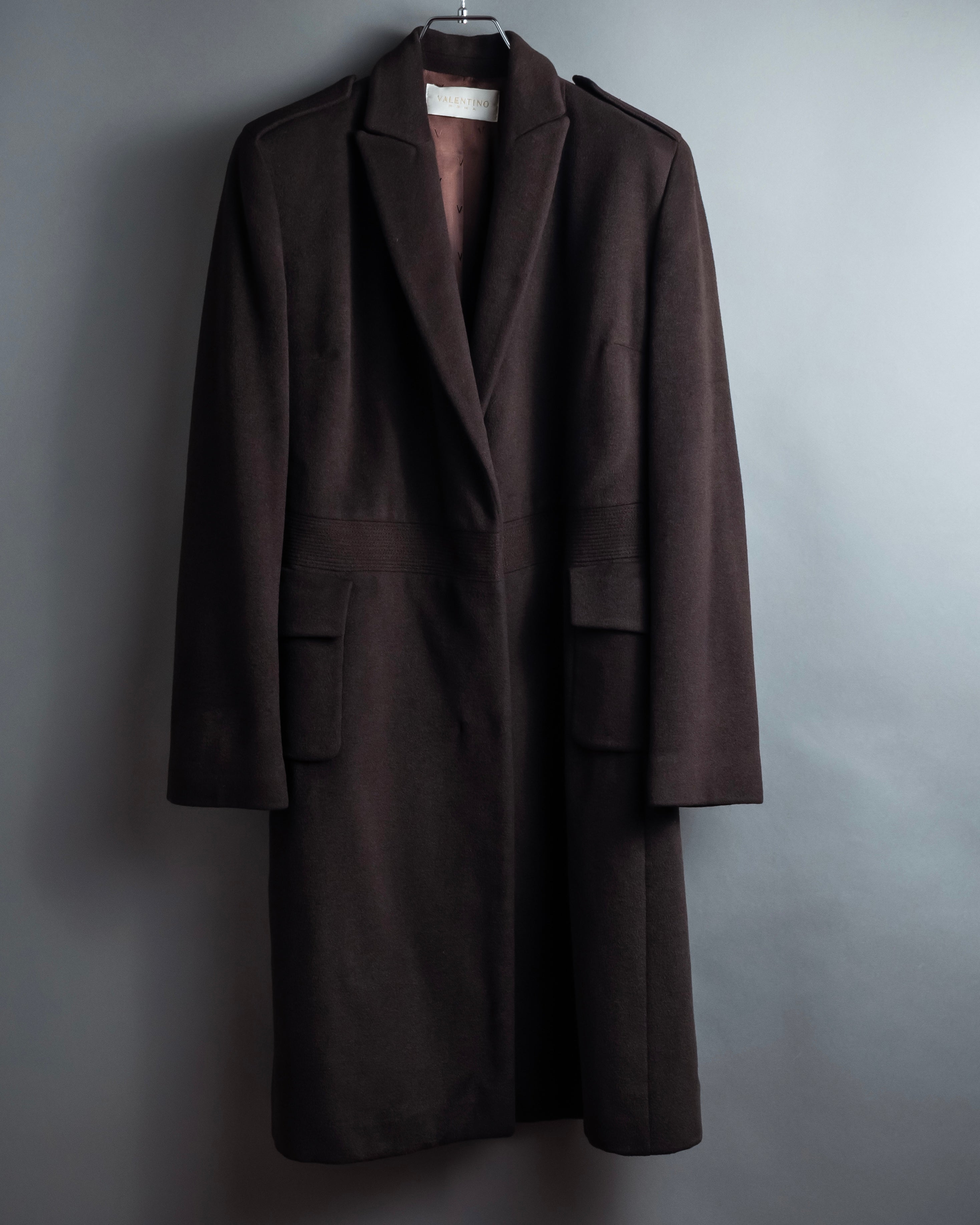 "VALENTINO" Shaped silhouette mocha brown chester coat