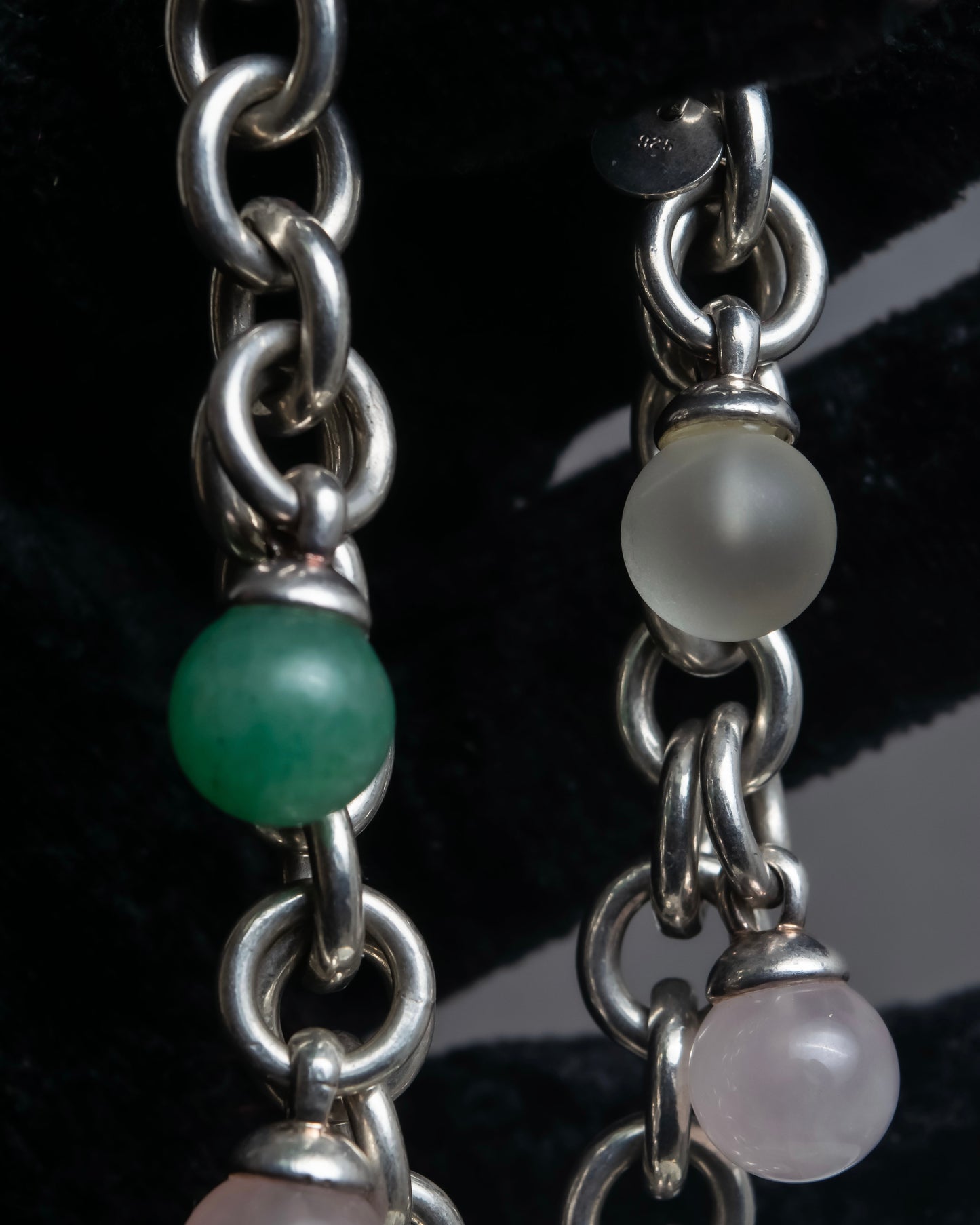 "Tiffany&Co" Multi-coloured stone motif silver bracelet