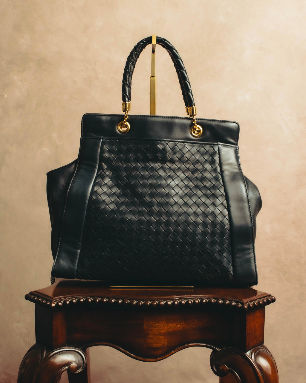 -SPECIAL- “Bottega Veneta” 00’s intrecciato braided handle oversized leather tote bag