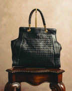 -SPECIAL- “Bottega Veneta” 00’s intrecciato braided handle oversized leather tote bag