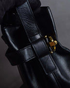 "Salvatore Ferragamo" Architectural trapezoid shape gancini leather shoulder bag