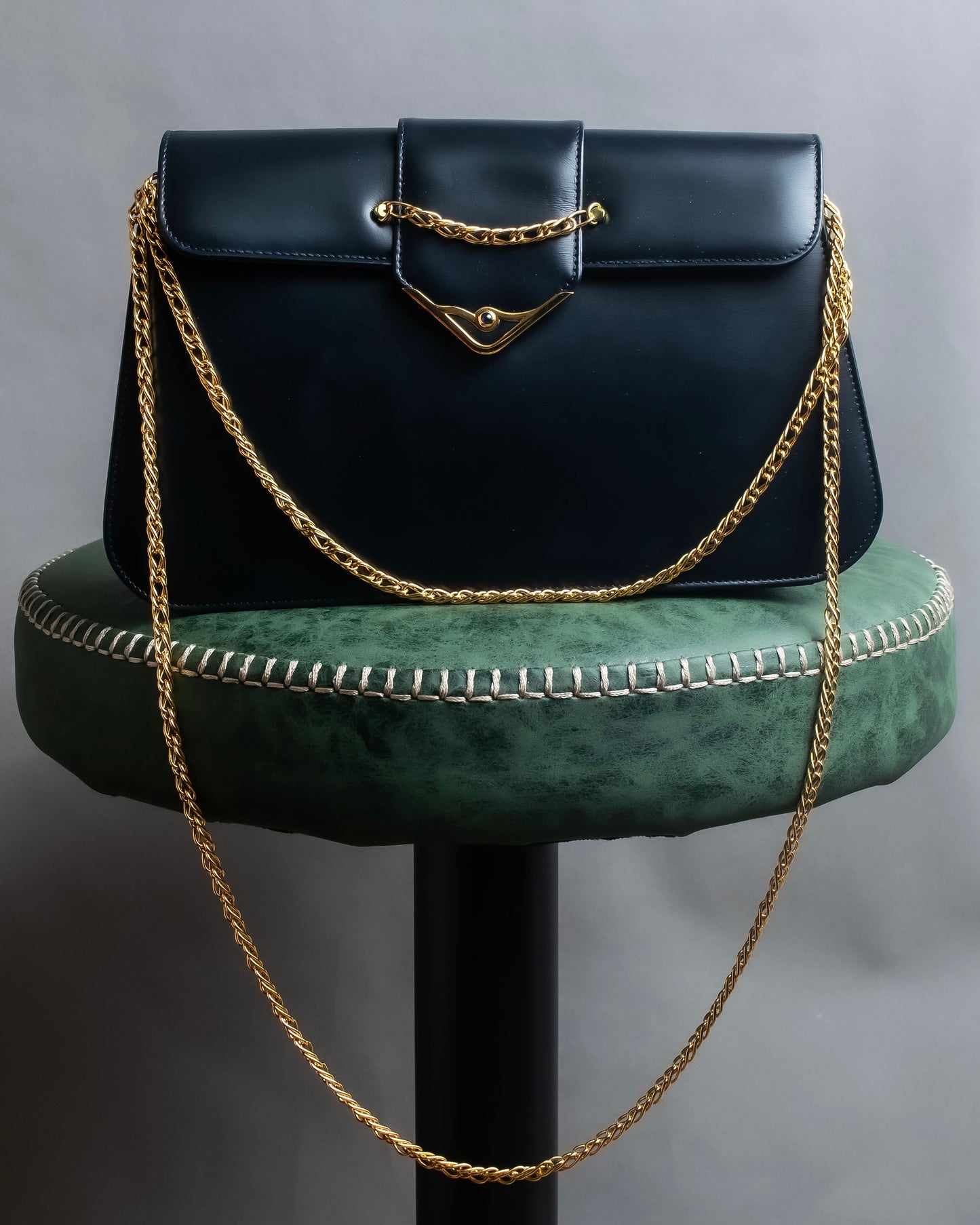 "Cartier" Sapphire rhinestone chain shoulder bag