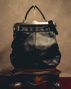 -SPECIAL- "Yves Saint Laurent" 00's Rive gauche black leather frame handbag