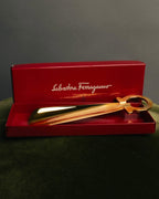 "Salvatore Ferragamo" 80's-00's Gold tone gancini metal shoehorn
