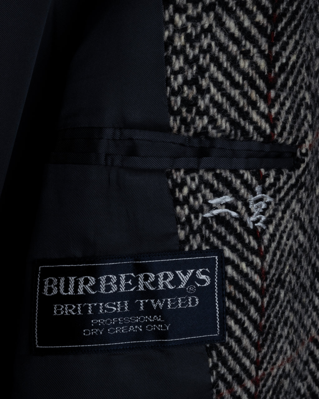 "BURBERRYS" British tweed fly front stand collar coat