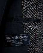 "BURBERRYS" British tweed fly front stand collar coat