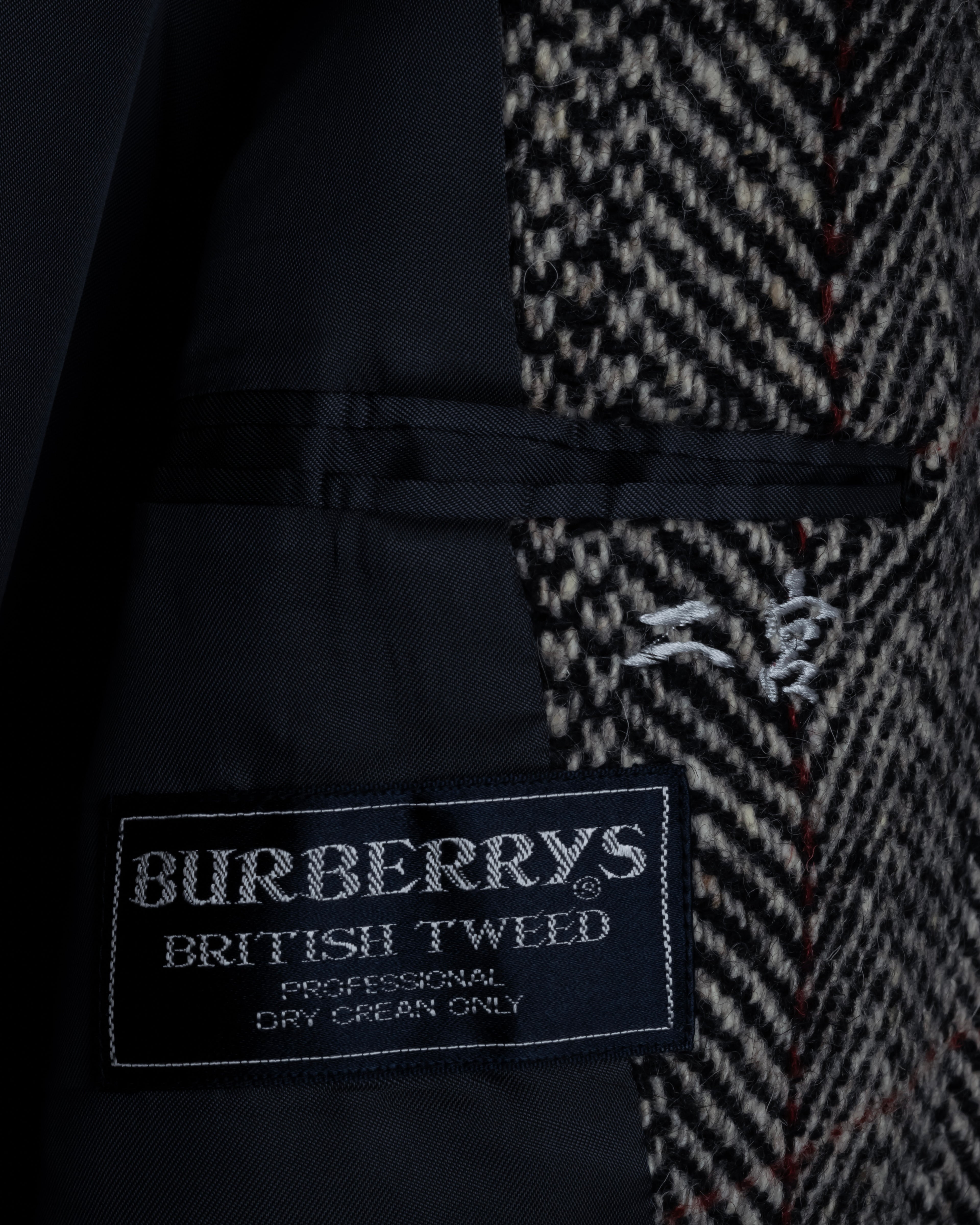 "BURBERRYS" British tweed fly front stand collar coat