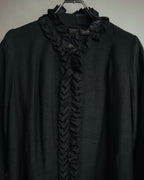 -MOOD Vintage Collections-
80’s-90’s Ruffle detail black long coat