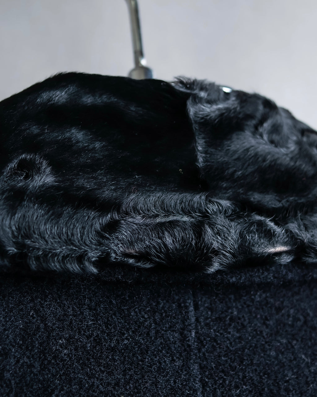 "Max Mara"
 Swakara fer collar oversized wrap style chester coat