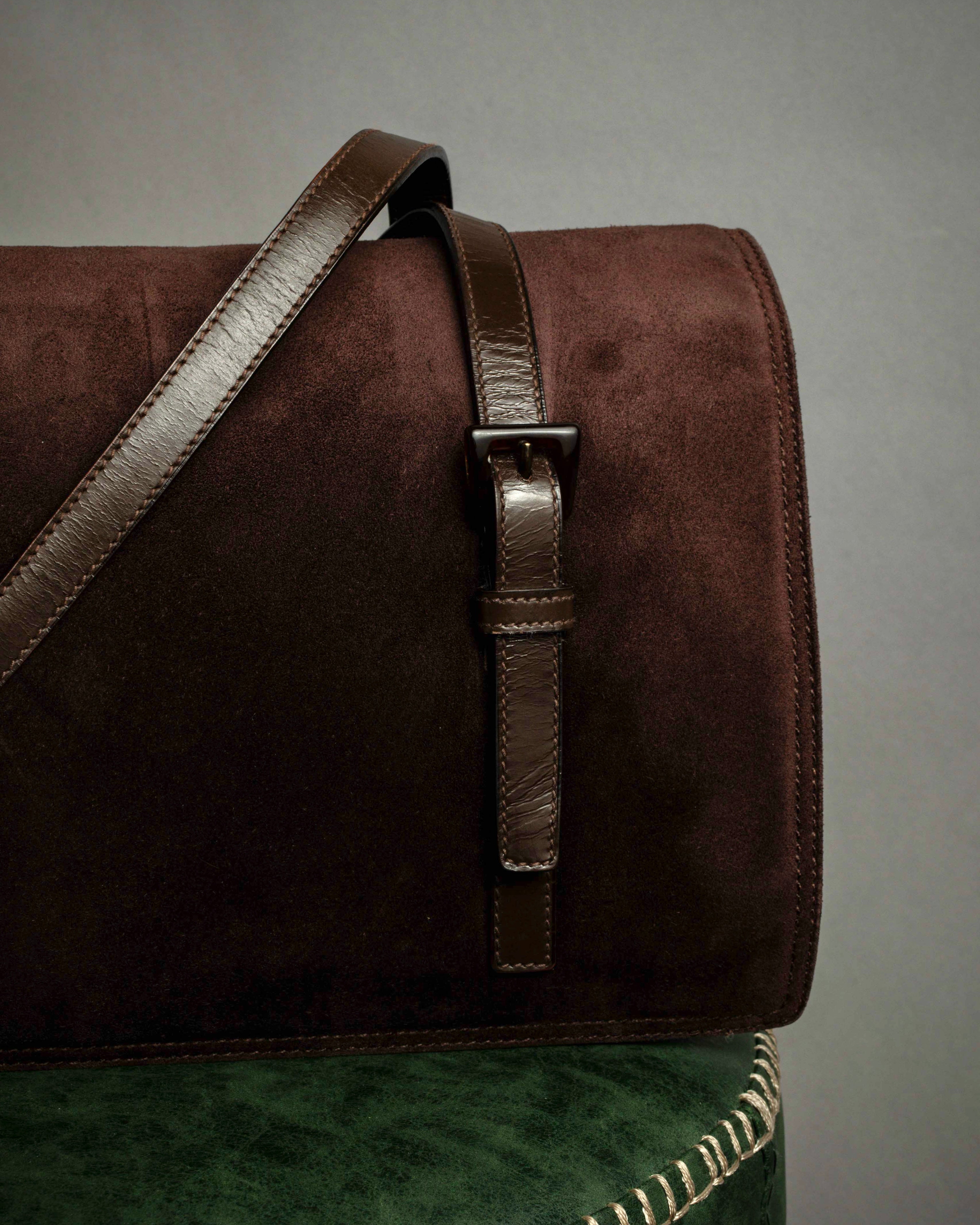 "PRADA" Leather loop strap design suede leather bag