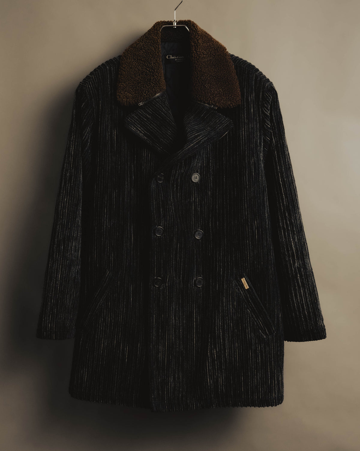 "Christian Dior" 80's-90's Classically tailored belted double-breasted coat
