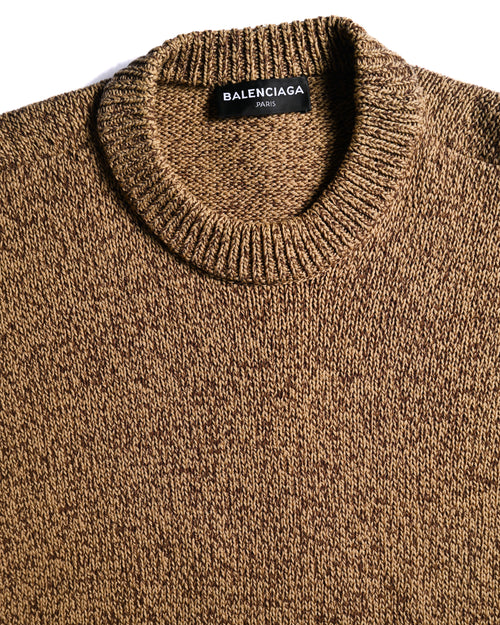 BALENCIAGA/ 2016 Oversized Crew Neck Heavy Knit Brown