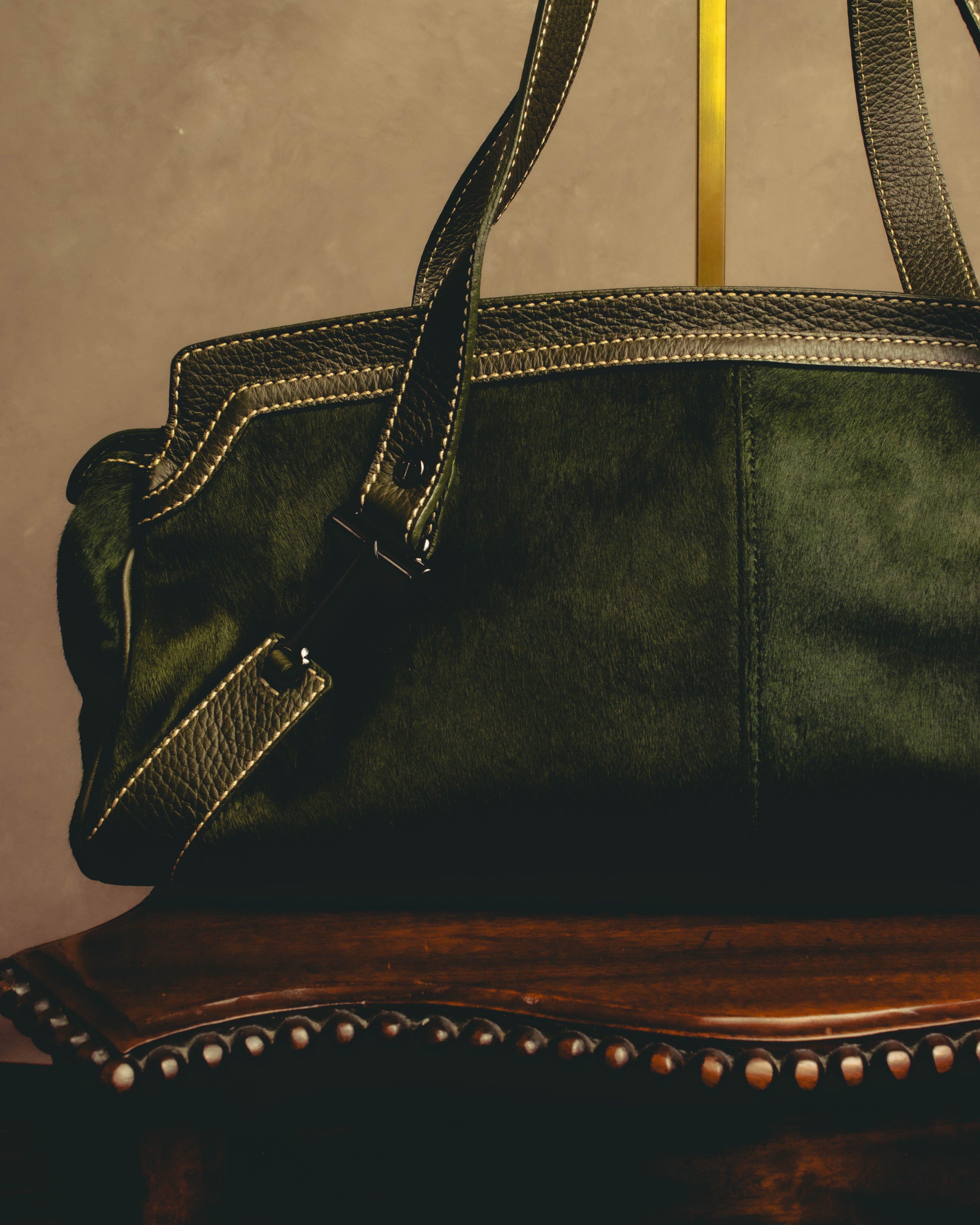 "TOD'S" 00's-10's Textured haircalf leather shoulder bag