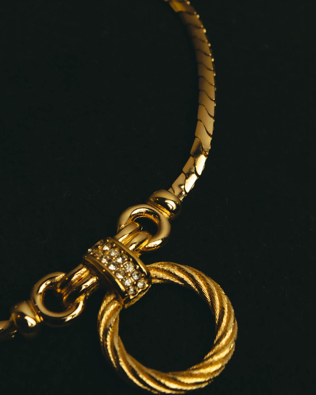 "Christian Dior" 80's-90's Gold tone rhinestone necklace