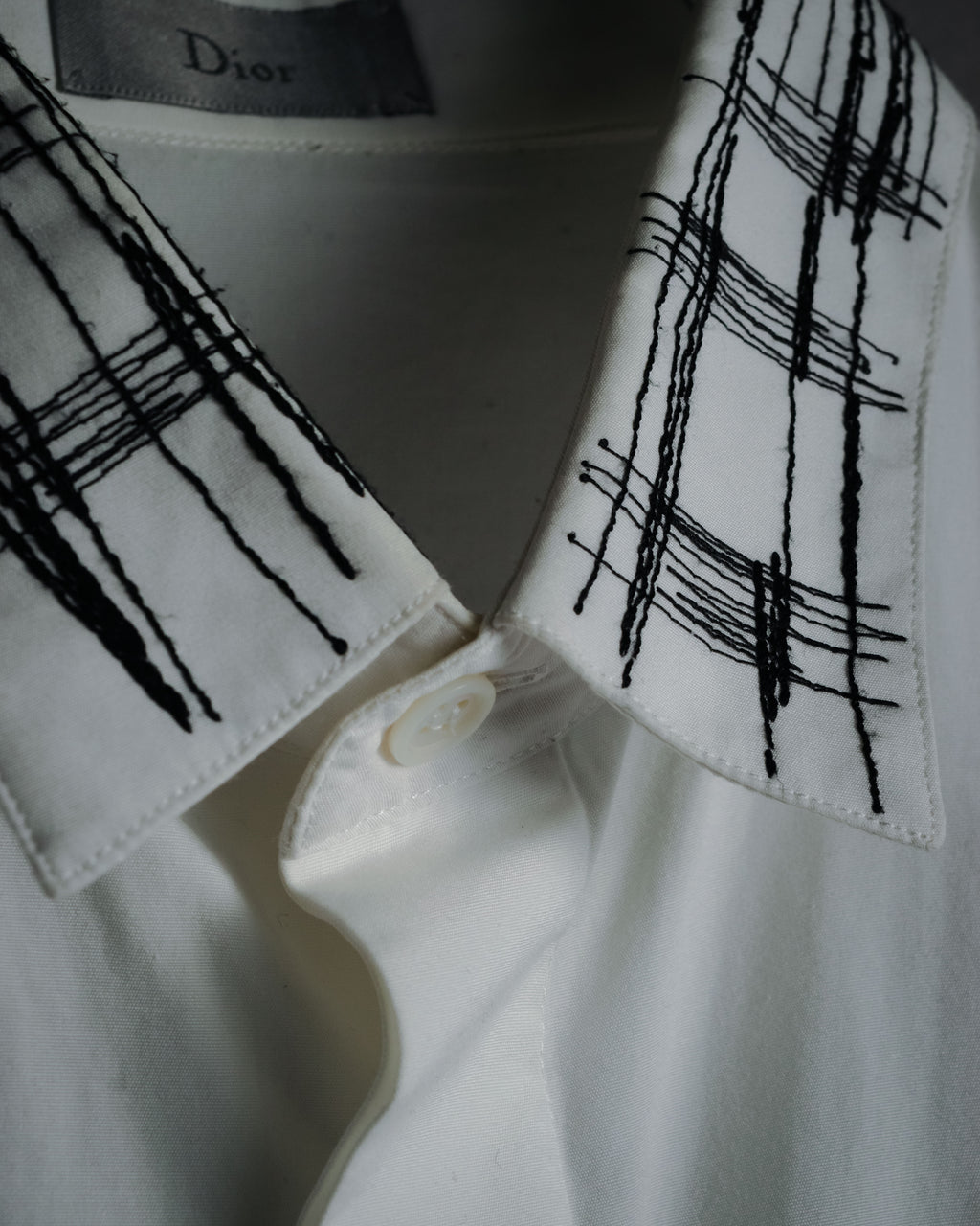 –SPECIAL– "Dior" 2024SS Embroidered grid-collar fly-front shirt