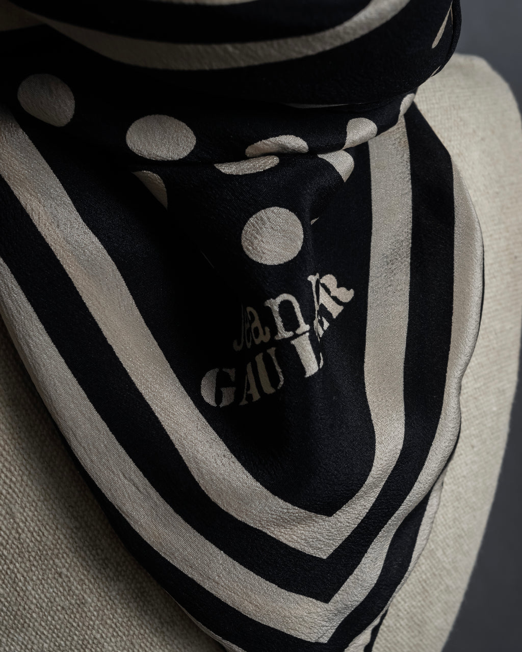 "JEAN PAUL GAULTIER" Classical dot pattern silk scarf