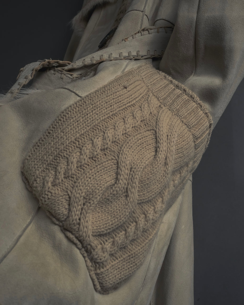 "BURBERRY BLUE LABEL" 00’s Shearling cable-knit pockets coat