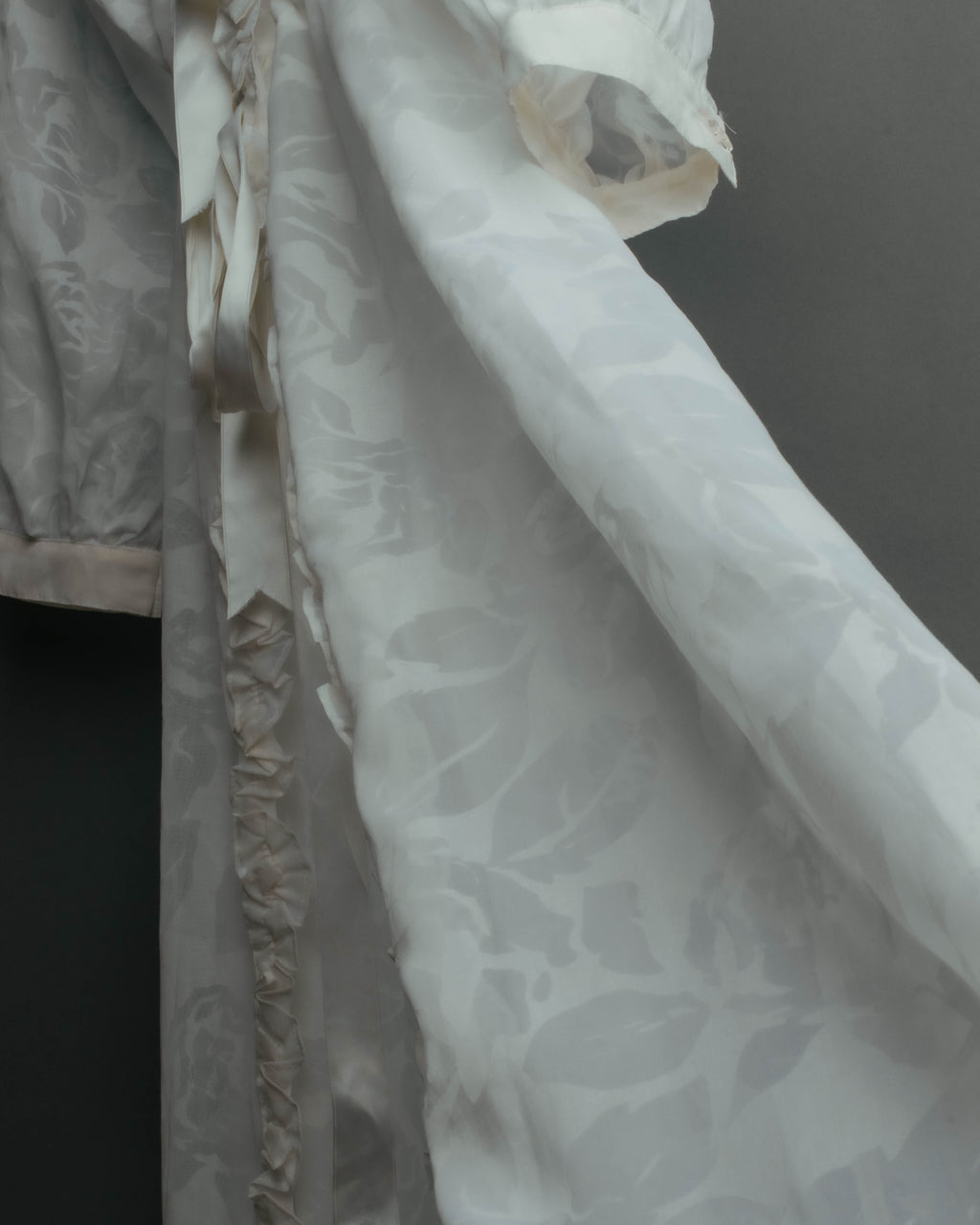 “Yves Saint Laurent” 80’s-90’s Sheer floral ruffle lingerie robe