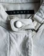 "theory" waist-shaped long leather coat