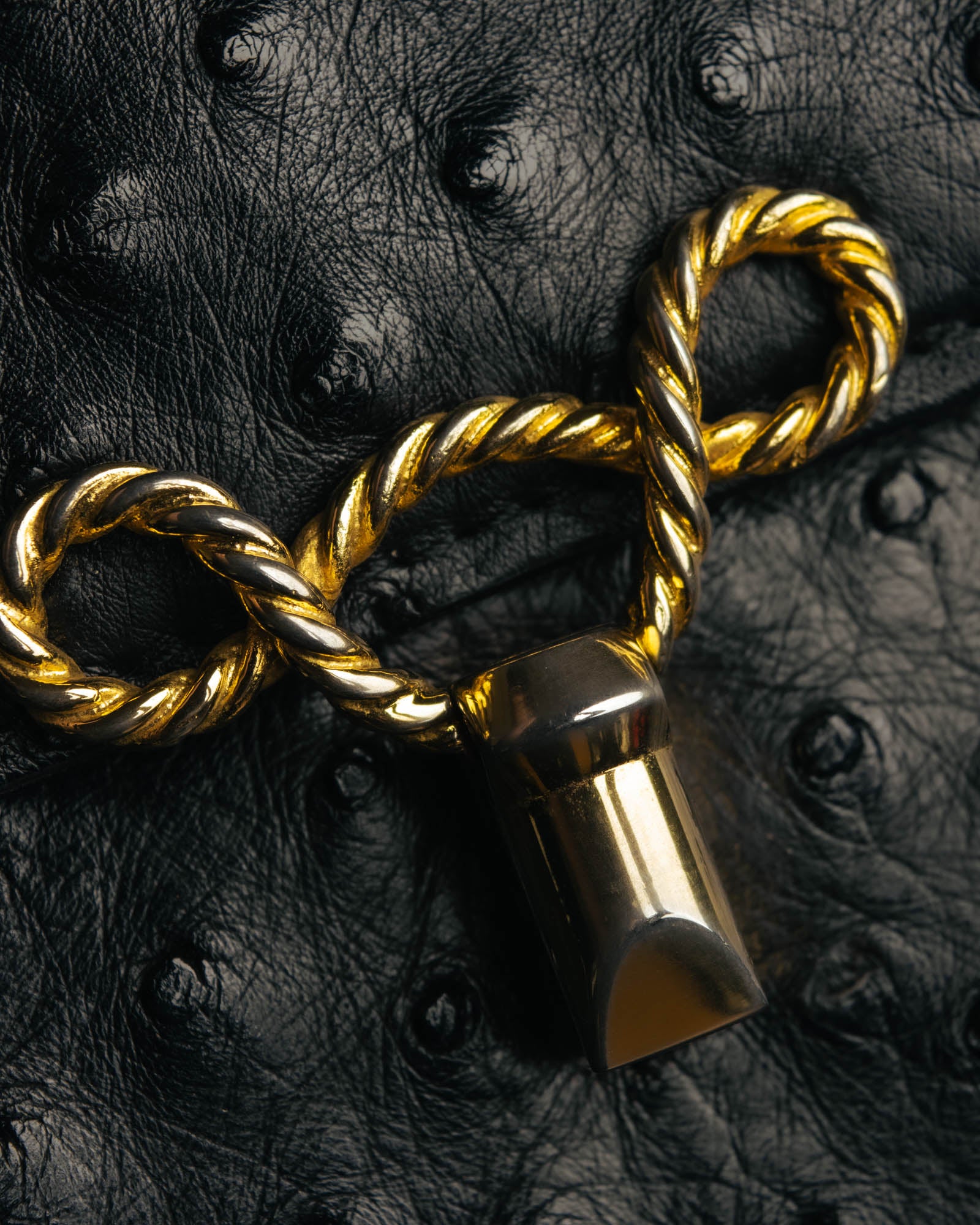 “Jardin des Sacs” 80’s-90’s Ostrich leather top handle bag