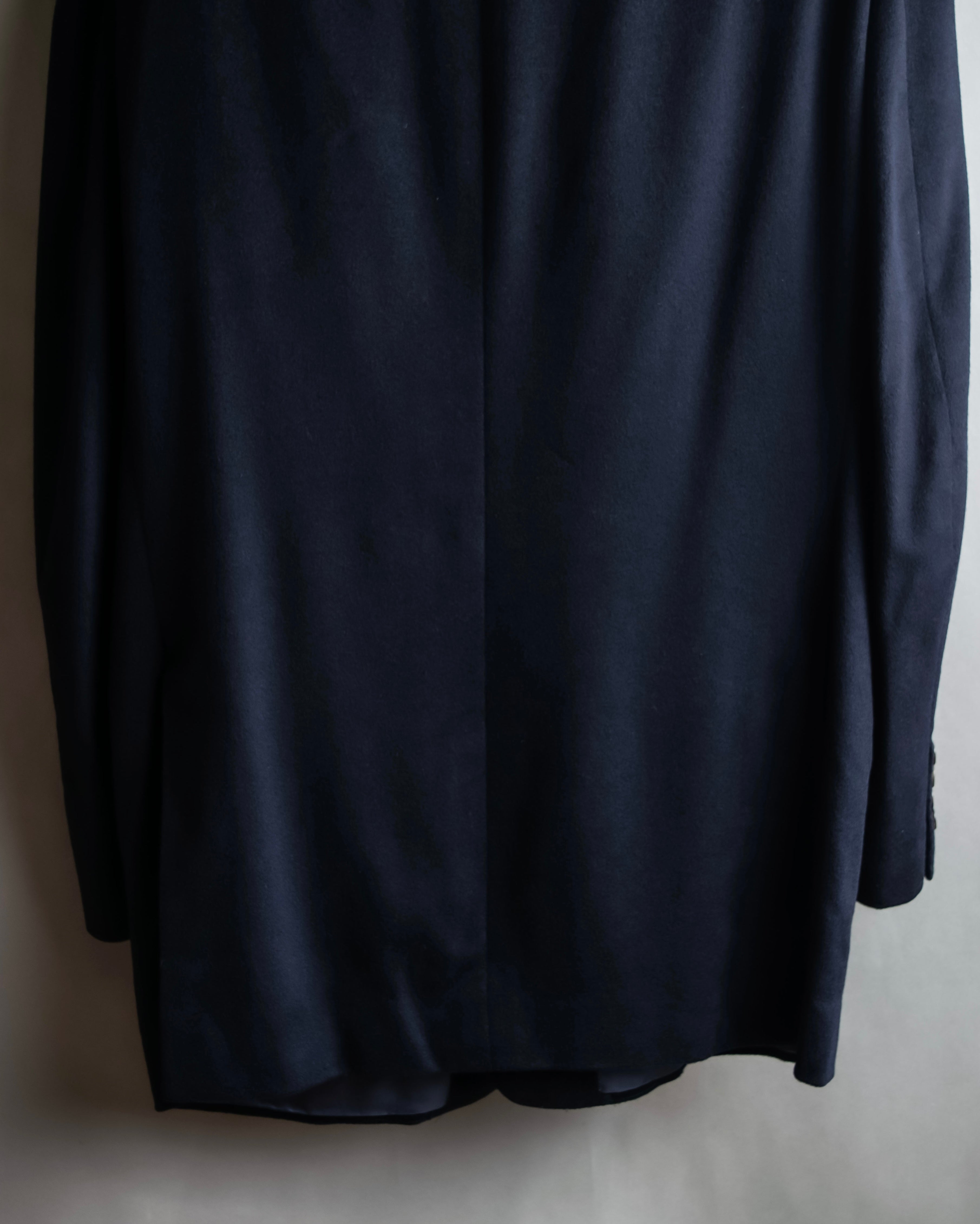 "HERMES" 90's Pure cashmere navy blue tailored jacket