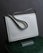 "YVES SAINT LAURENT" Large tab detail white leather shoulder bag