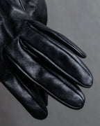 "HERMES" Stud &amp; ring design anjo leather gloves