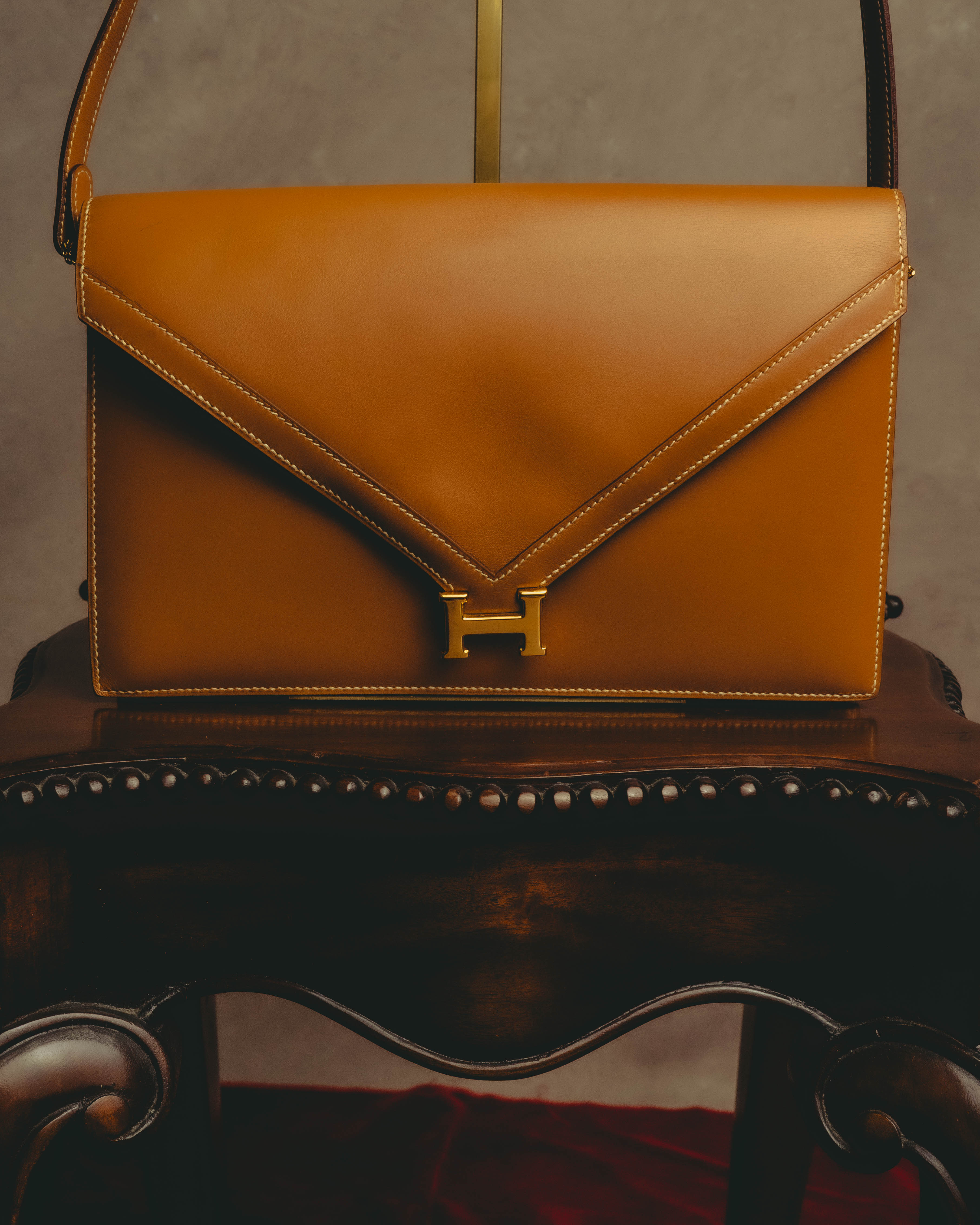 -SPECIAL- "HERMES" 70's-80's Vintage Lydie leather shoulder clutch bag