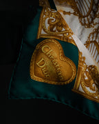 “Christian Dior” 80’s-90’s Baroque lamp motif silk scarf